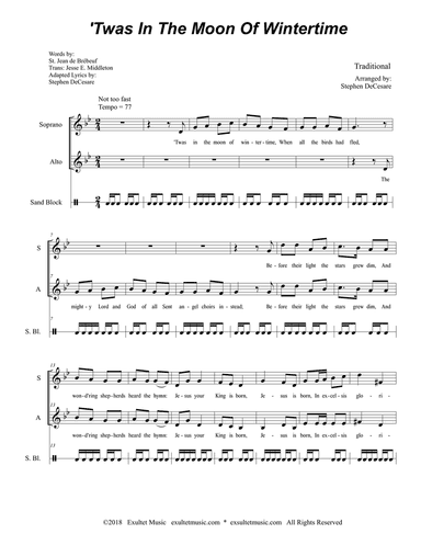'Twas In The Moon Of Wintertime (2-part choir - (SA)