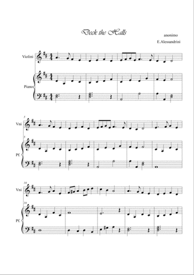 Deck the Halls . Violin and piano