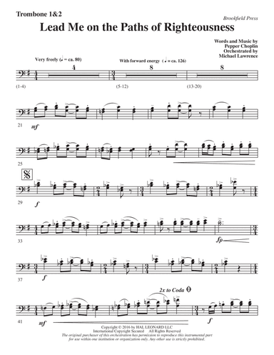Lead Me on the Paths of Righteousness - Trombone 1 & 2