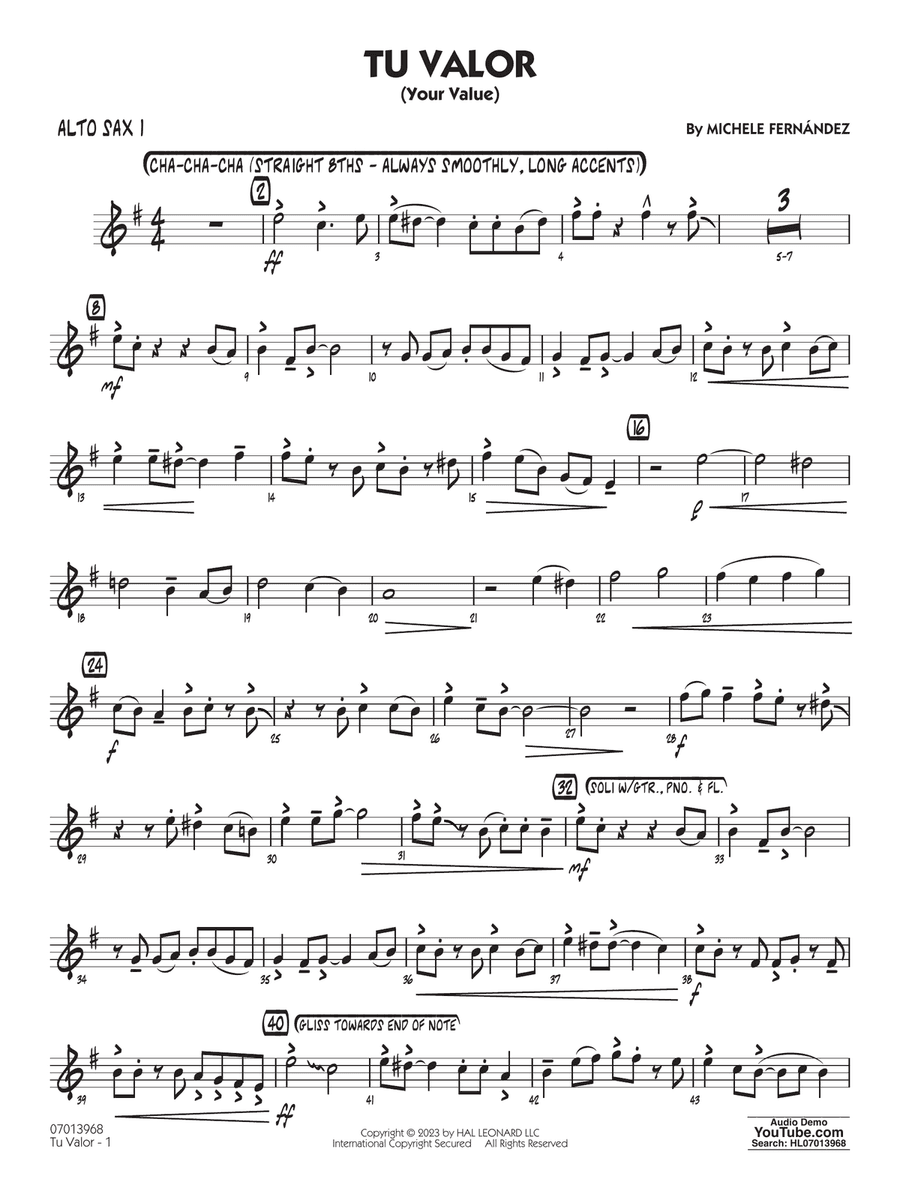 Tu Valor (Your Value) - Alto Sax 1