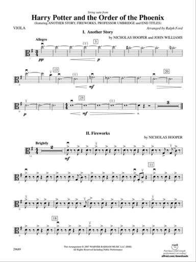 Harry Potter and the Order of the Phoenix, String Suite from: Viola