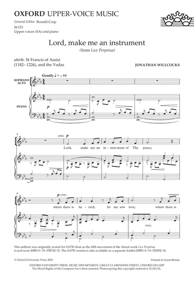 Lord, make me an instrument (from Lux Perpetua)