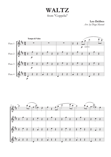 Waltz from Coppelia for Flute Quartet