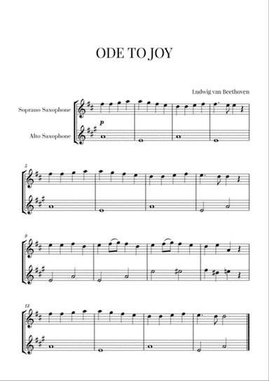 Beethoven - Ode to Joy (for Soprano Saxophone and Alto Saxophone)