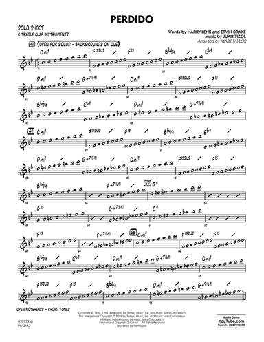 Perdido (arr. Mark Taylor) - C Solo Sheet