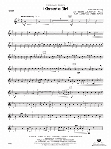 I Kissed a Girl: 1st F Horn