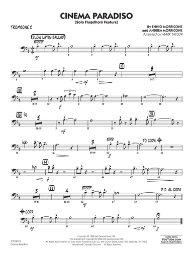 Cinema Paradiso (arr. Mark Taylor) - Trombone 2