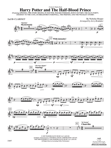 Harry Potter and the Half-Blood Prince, Concert Suite from: 2nd B-flat Clarinet