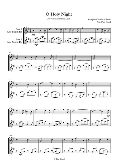 O Holy Night. Saxophone Duet