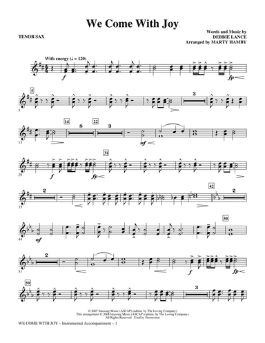 We Come with Joy (arr. Marty Hamby) - Tenor Sax