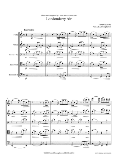 Londonderry Air - Flute, Oboe, Bassoon, Bass Clarinet or Bassoon 2