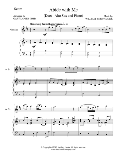 ABIDE WITH ME (Duet – Alto Sax and Piano/Score and Parts)