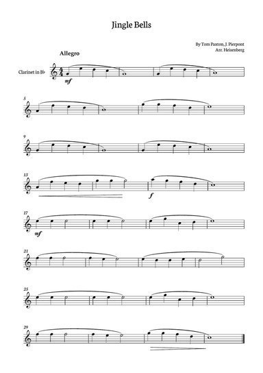 Jingle Bells for Clarinet solo