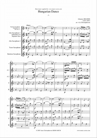 Hungarian Dance No.5 - Sax Quartet