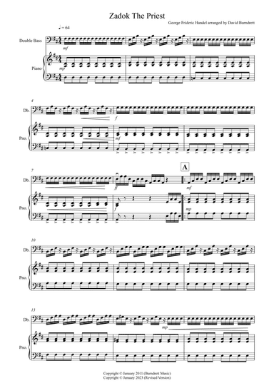 Zadok The Priest for Double Bass and Piano