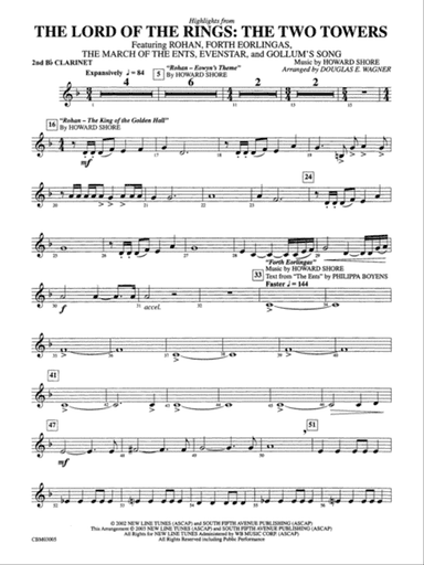 The Lord of the Rings: The Two Towers, Highlights from: 2nd B-flat Clarinet