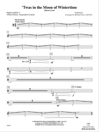 'Twas in the Moon of Wintertime: 2nd Percussion