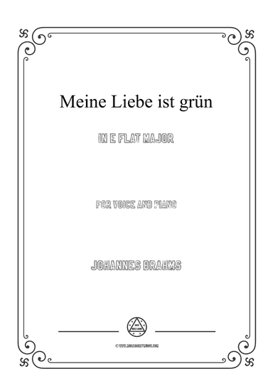 Brahms-Meine Liebe ist grün in E flat Major,for voice and piano
