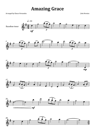 Amazing Grace - Tenor Saxophone Solo