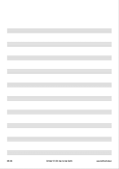 Manuscript Paper - 10 Staves No Clefs