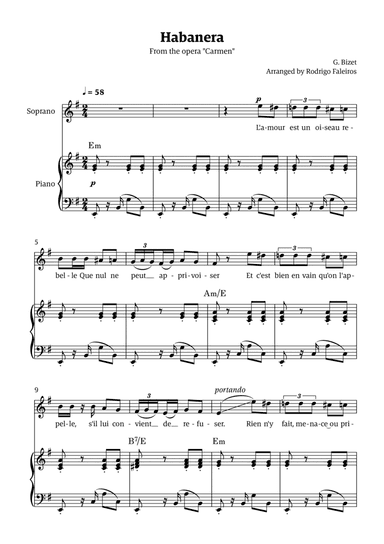 Habanera (for soprano - E minor/major)