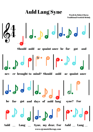 Auld Lang Syne (Pre-Staff with Colors)