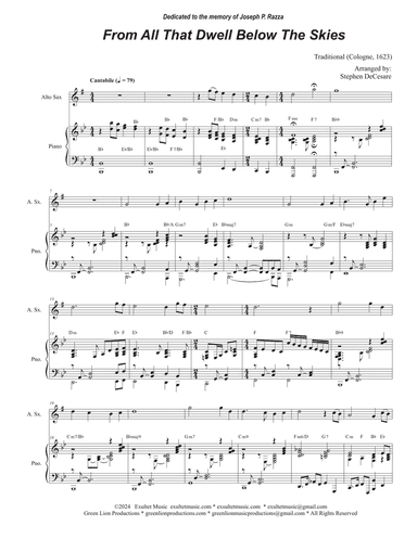 From All That Dwell Below The Skies (Alto Saxophone and Piano)