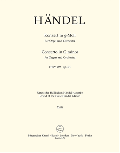 Concerto for Organ and Orchestra g minor, Op. 4/1 HWV 289