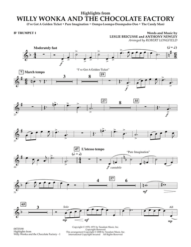 Highlights from Willy Wonka And The Chocolate Factory - Bb Trumpet 1