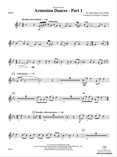 Armenian Dances, Part 1, Selections from: Oboe
