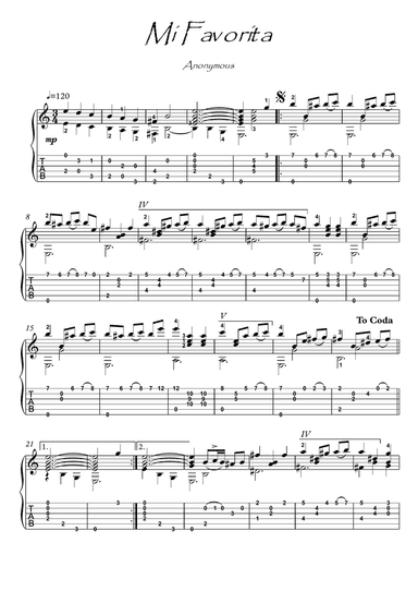 Mi Favorita classical guitar solo