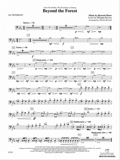 Beyond the Forest (from The Hobbit: The Desolation of Smaug): 2nd Trombone