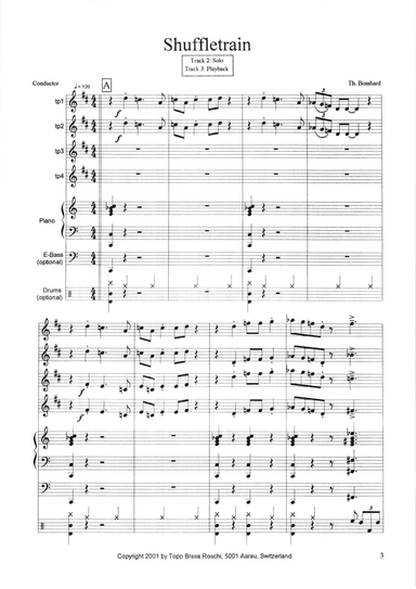 Shuffle Train for 4 Trumpets and Band