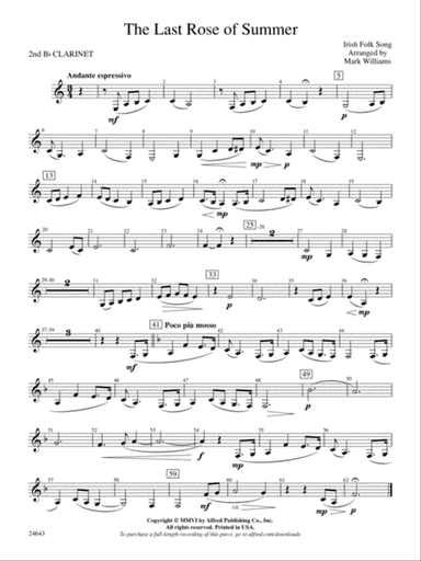 The Last Rose of Summer: 2nd B-flat Clarinet