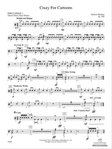 Crazy for Cartoons: 1st Percussion
