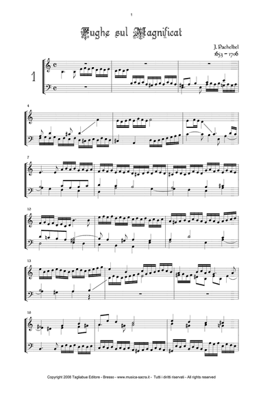 PACHELBEL - FUGA ON MAGNIFICAT - For Organ