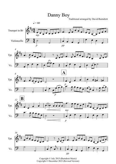 Danny Boy for Trumpet and Cello Duet