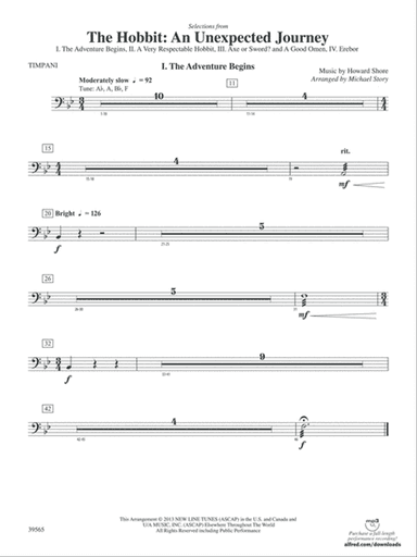 The Hobbit: An Unexpected Journey, Selections from: Timpani