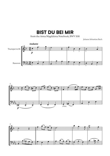 Bist du bei Mir (BWV 508) (for Trumpet and Bassoon)