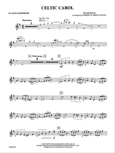 Celtic Carol: E-flat Alto Saxophone