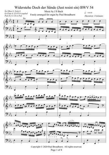 "Widerstehe Doch der Sünde" (Just Resist Sin) BWV 54