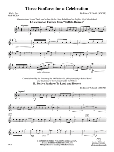 Three Fanfares for a Celebration: (wp) 4th Horn in E-flat