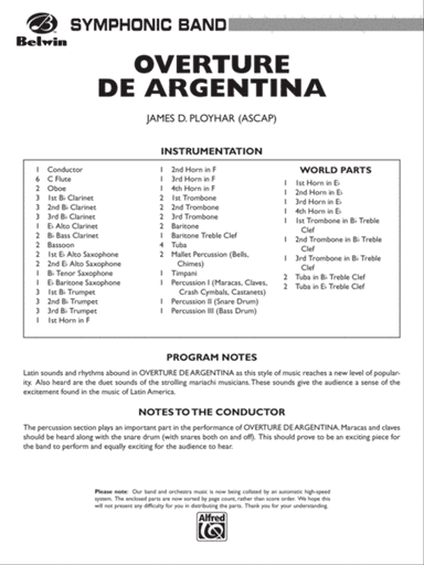 Overture de Argentina: Score