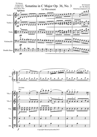 Clementi - Sonatina in C Op.36 No.3 1st Mvt - Piano & String Quartet/Orch