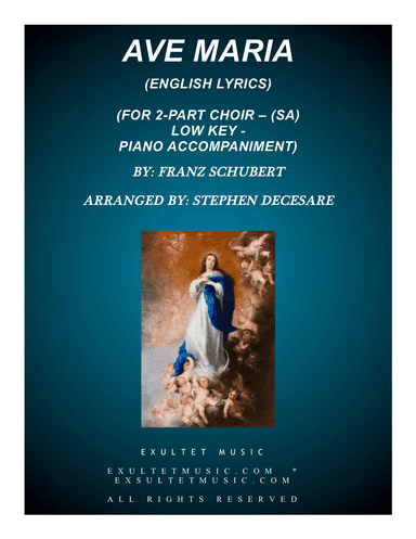 Ave Maria (for 2-part choir (SA) - English Lyrics - Low Key) - Piano Accompaniment