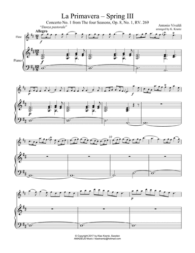 Allegro (iii) from La Primavera (Spring) RV. 269 for flute and piano