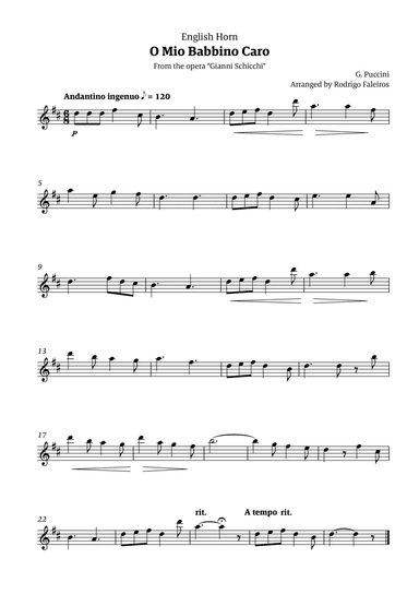 O Mio Babbino Caro - for english horn solo