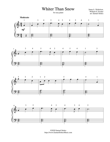 Whiter Than Snow - for easy piano