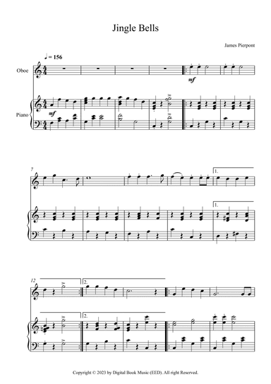 Jingle Bells, James Pierpont (Oboe + Piano)