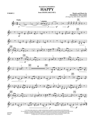 Happy (from Despicable Me 2) (arr. Michael Brown) - F Horn 2